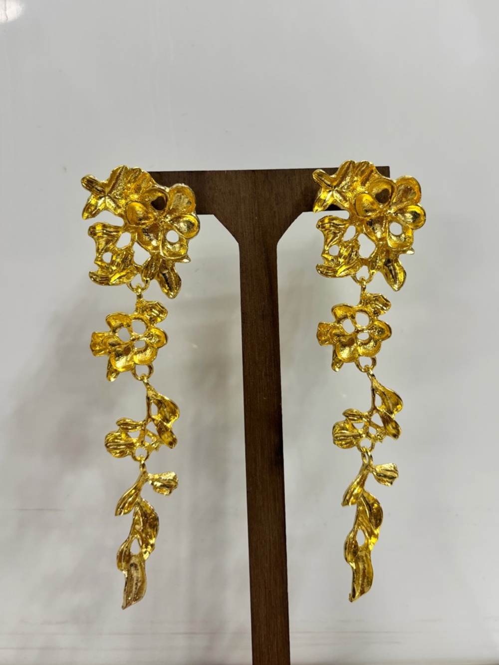 Zara Gold Floral Cascade Drop Earrings - Picture 3 of 5